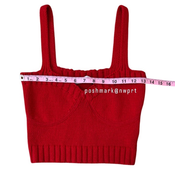 [SET] ZARA 🍓 Knit Cardigan Sweater Cami Tank Top Red XS S - Picture 14 of 16